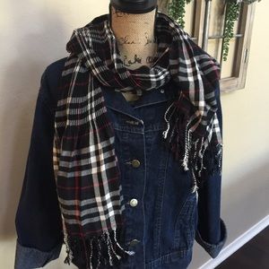 Black, Red, and White Plaid Scarf
